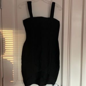 Black bandage mini dress with square neck line